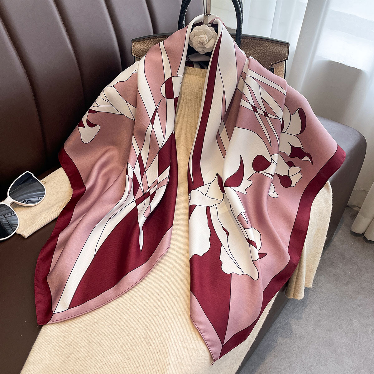 Silk Neck Scarf - Luxury 90*90Cm Square Scarf Twill Silk