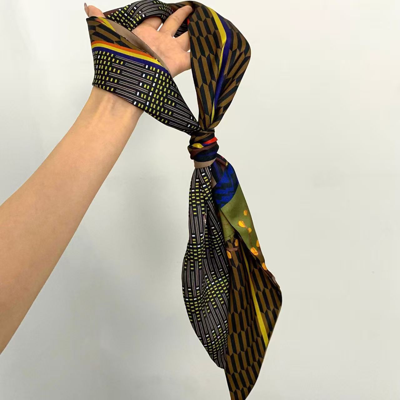 Luxury Print Long Hair Ribbon  - Silk Neck Scarf review and price