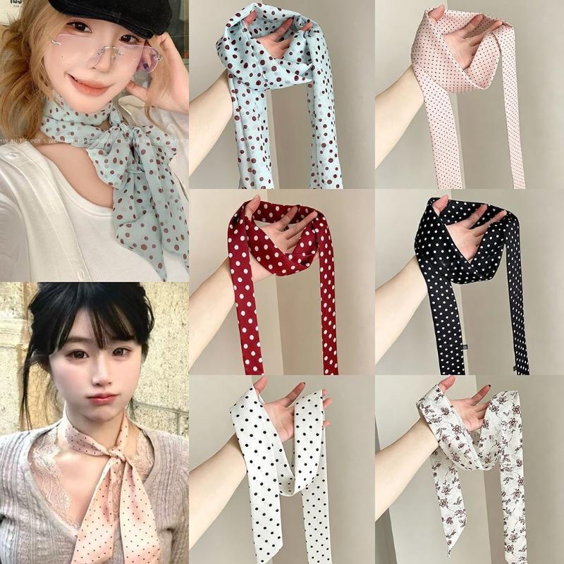 Polka Dot Floral Print Silk Sc - Silk Neck Scarf review and price