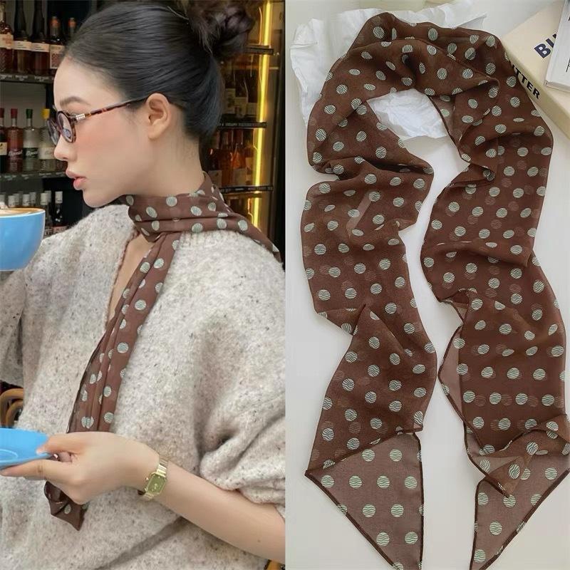 Polka Dot Floral Print Silk Sc - Silk Neck Scarf review and price
