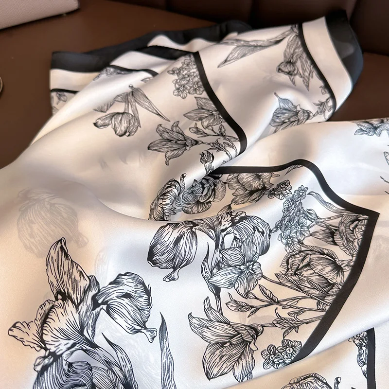 70*70cm Luxury Floral Print Si - Silk Neck Scarf review and price