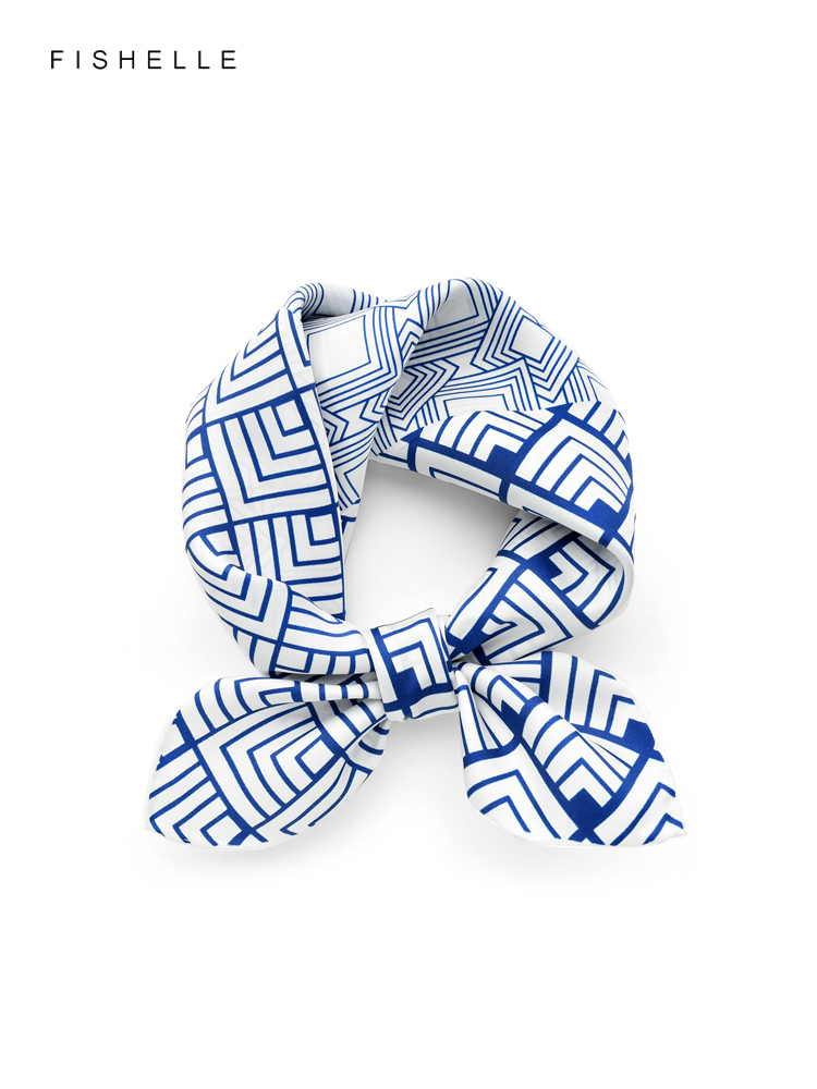Geometric printed real silk tw - Silk Neck Scarf review and price