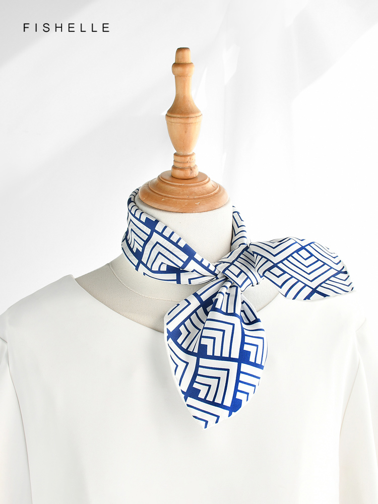 Geometric printed real silk tw - Silk Neck Scarf review and price