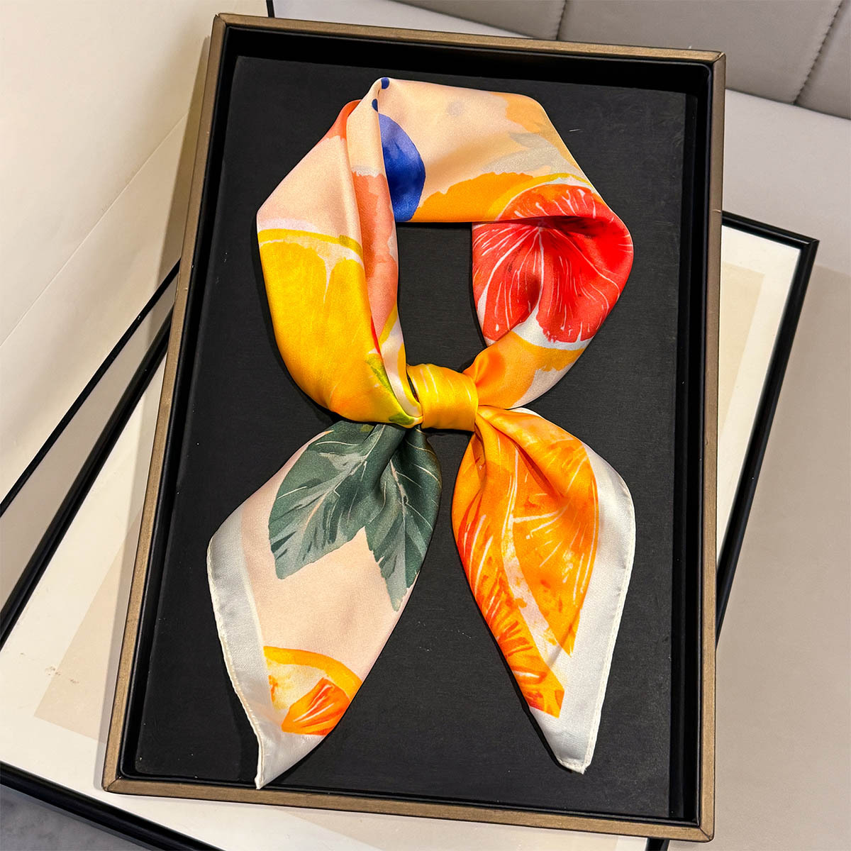 Fashion Lemon Fruit Pattern Sq - Silk Neck Scarf review and price