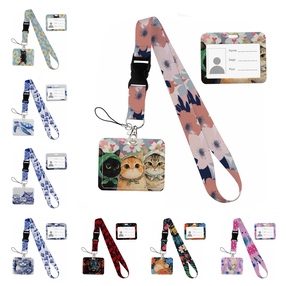 Small animals inside flowers P - Lanyard Badge Holder review and price
