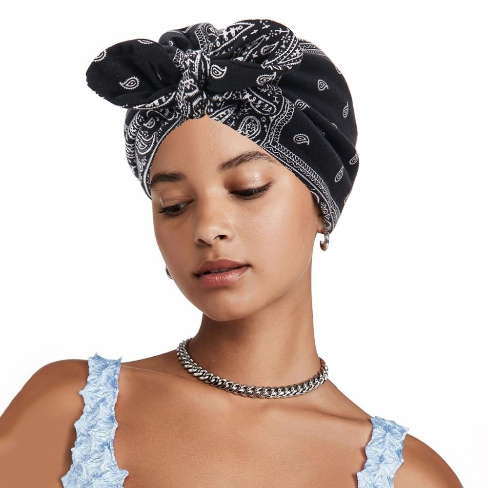Satin Lined Bandana Turban Hat - Bow Tie Pre Tied review and price