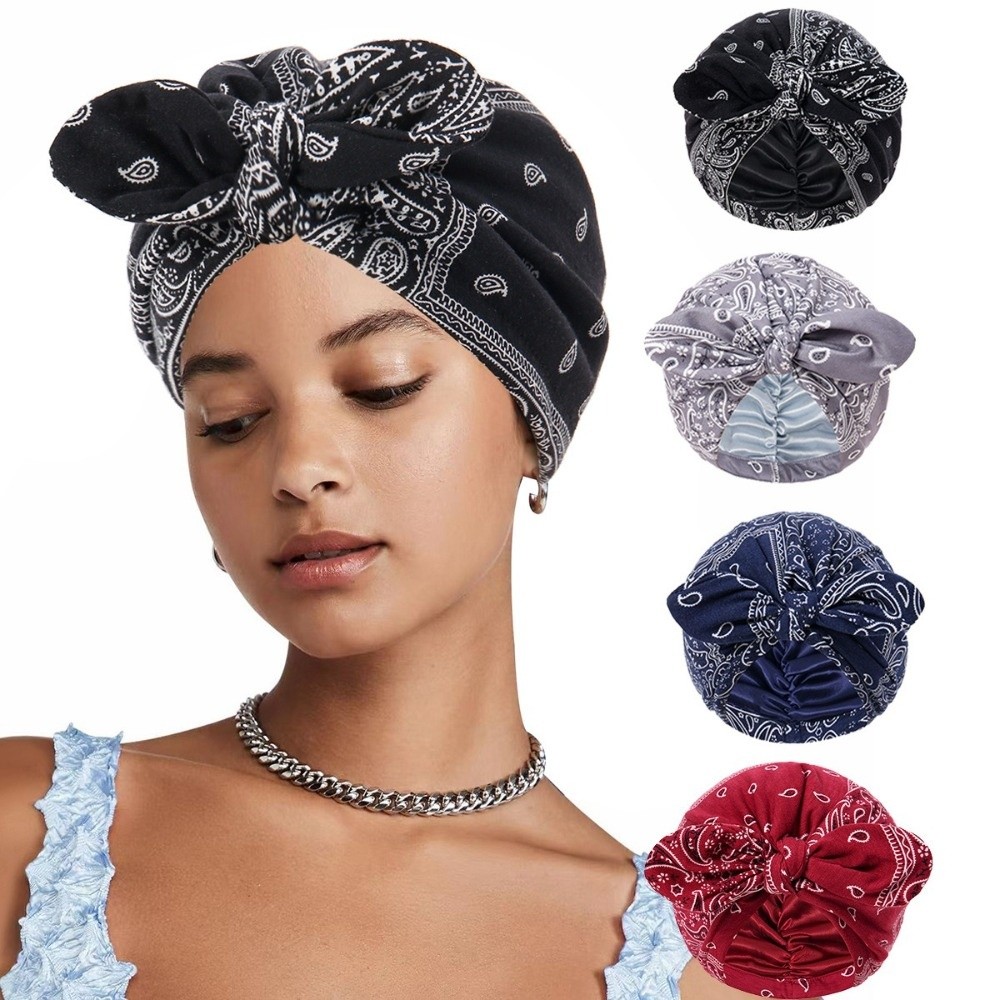 Satin Lined Bandana Turban Hat - Bow Tie Pre Tied review and price